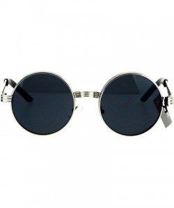 Round Steampunk Thick Metal Round Circle Lens Vintage Victorian Sunglasses - Silver - CZ17WU3TNWS $9.05