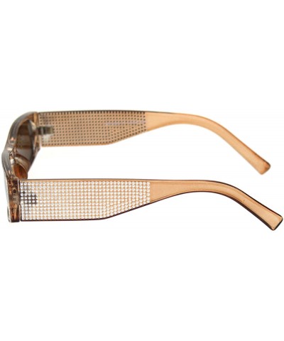 Square 80s Disco Narrow Rectangular Bling Engraving Plastic Pimp Sunglasses - All Brown - CH18R26O3MW $7.24