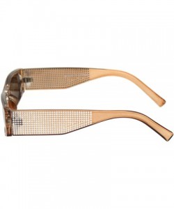 Square 80s Disco Narrow Rectangular Bling Engraving Plastic Pimp Sunglasses - All Brown - CH18R26O3MW $7.24