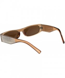 Square 80s Disco Narrow Rectangular Bling Engraving Plastic Pimp Sunglasses - All Brown - CH18R26O3MW $7.24