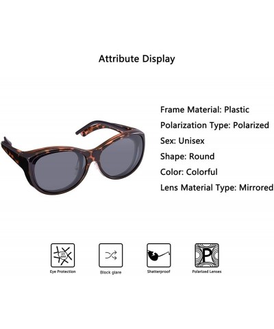 Oversized Polarized Oversized Sunglasses Wear over Prescription with Purple Frame for Women&Men - Amber Leopard - CE18W9IZMTI...