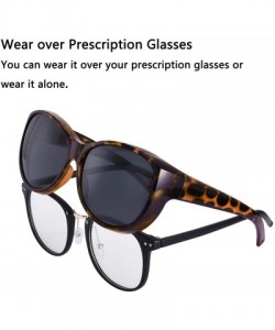 Oversized Polarized Oversized Sunglasses Wear over Prescription with Purple Frame for Women&Men - Amber Leopard - CE18W9IZMTI...