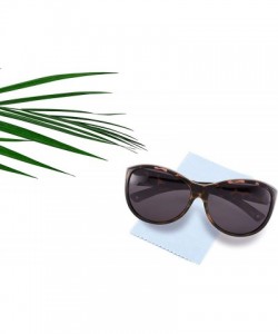 Oversized Polarized Oversized Sunglasses Wear over Prescription with Purple Frame for Women&Men - Amber Leopard - CE18W9IZMTI...