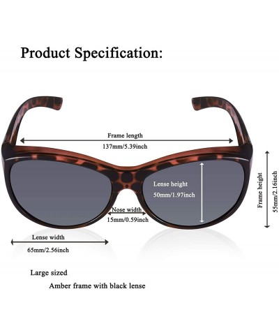 Oversized Polarized Oversized Sunglasses Wear over Prescription with Purple Frame for Women&Men - Amber Leopard - CE18W9IZMTI...