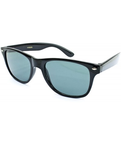 Wayfarer "Puri" Horned Rim Glass Lens Fashion Sunglasses for Men and Women - Black/Smoke - CL12OBYNXFV $10.17
