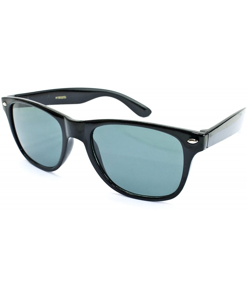 Wayfarer "Puri" Horned Rim Glass Lens Fashion Sunglasses for Men and Women - Black/Smoke - CL12OBYNXFV $10.17