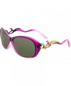 Rimless Women's Polarized Retro Vintage Transparent Sunglasses With Rhinestone - Purple - CB12KH6I2IZ $18.00