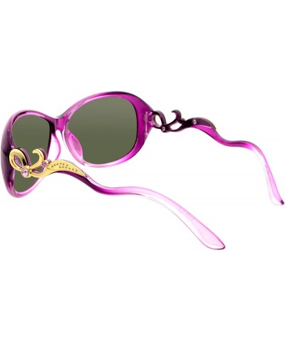 Rimless Women's Polarized Retro Vintage Transparent Sunglasses With Rhinestone - Purple - CB12KH6I2IZ $8.38