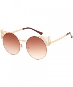 Round Unisex Vintage Round Metal Frame Tinted Lenses Sunglasses UV400 - Gold Brown - C818NNK6Q89 $21.85