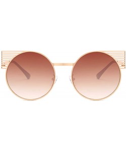 Round Unisex Vintage Round Metal Frame Tinted Lenses Sunglasses UV400 - Gold Brown - C818NNK6Q89 $21.85