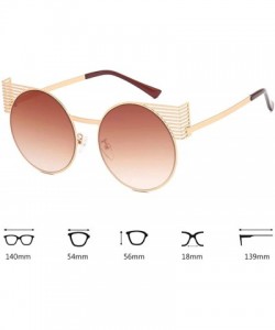 Round Unisex Vintage Round Metal Frame Tinted Lenses Sunglasses UV400 - Gold Brown - C818NNK6Q89 $21.85