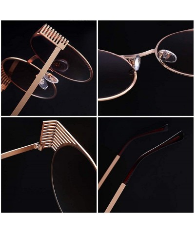 Round Unisex Vintage Round Metal Frame Tinted Lenses Sunglasses UV400 - Gold Brown - C818NNK6Q89 $9.06