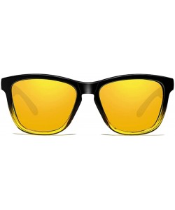 Rectangular Sunglasses Polarized Female Male Full Frame Retro Design - Black Yellow - C318NW6ZXDQ $8.82