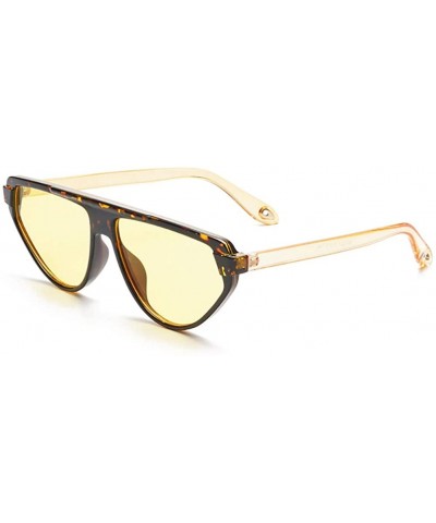 Oval Sunglasse For Women Retro Vintage Tinted Lens Cat Eye Sunglasses UV400-- Yellow&yellow - C818QMTHUEK $30.35