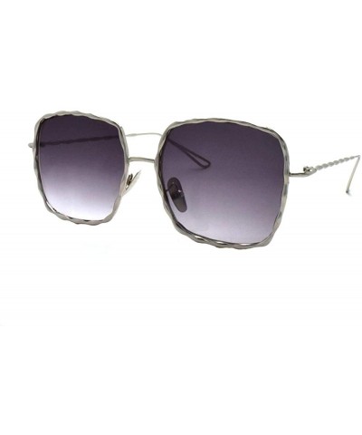 Square Oversized Metal Square Sunglasses P4151 - Silver Gradient Smoke - C018S8K0I8K $7.76