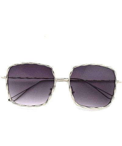 Square Oversized Metal Square Sunglasses P4151 - Silver Gradient Smoke - C018S8K0I8K $7.76
