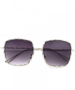 Square Oversized Metal Square Sunglasses P4151 - Silver Gradient Smoke - C018S8K0I8K $7.76