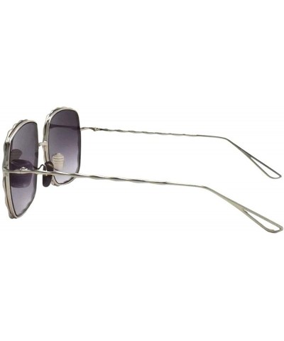Square Oversized Metal Square Sunglasses P4151 - Silver Gradient Smoke - C018S8K0I8K $7.76
