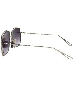 Square Oversized Metal Square Sunglasses P4151 - Silver Gradient Smoke - C018S8K0I8K $7.76