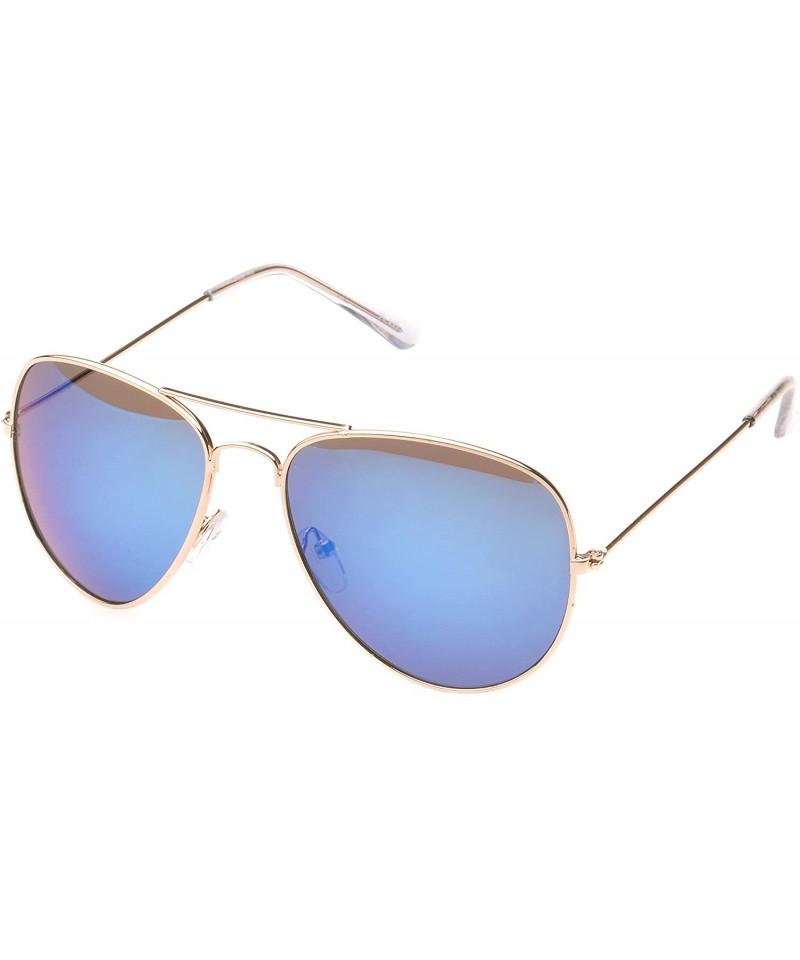 Aviator 'Bartonville' Double Bridge Aviator Fashion Sunglasses - Blue - CJ11PMFKKTV $12.42