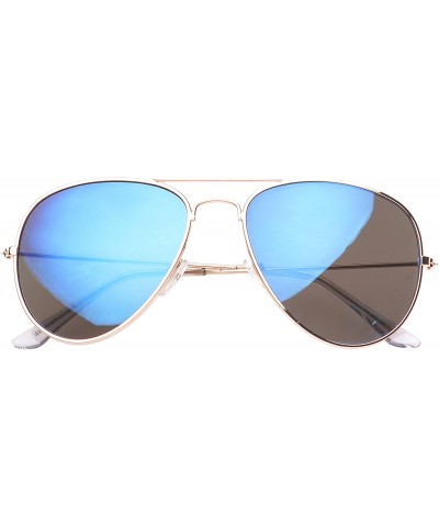 Aviator 'Bartonville' Double Bridge Aviator Fashion Sunglasses - Blue - CJ11PMFKKTV $12.42