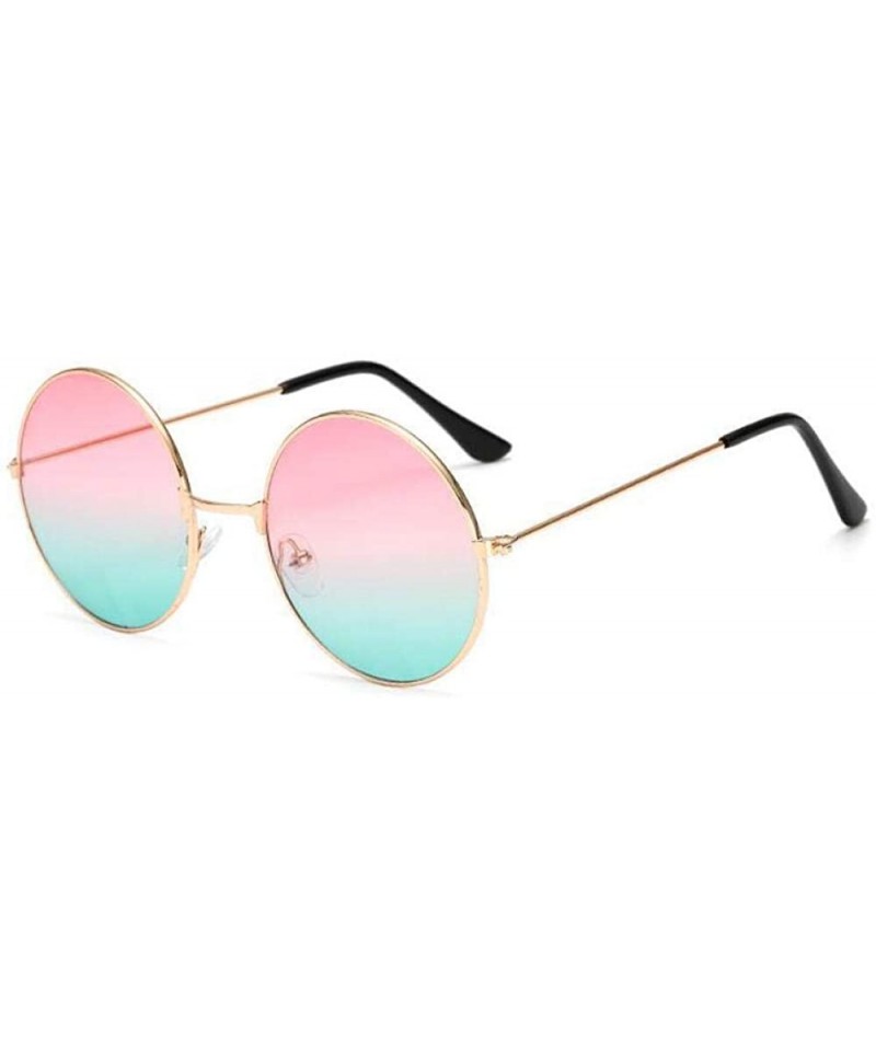 Aviator 2019 Metal Round Sunglasses Men Women Personality Black Big Red Sun Gpinkyellow - Gpinkgreen - C018YKUNCEE $11.86