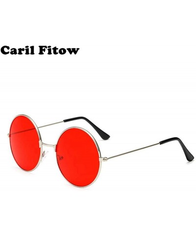 Aviator 2019 Metal Round Sunglasses Men Women Personality Black Big Red Sun Gpinkyellow - Gpinkgreen - C018YKUNCEE $11.86