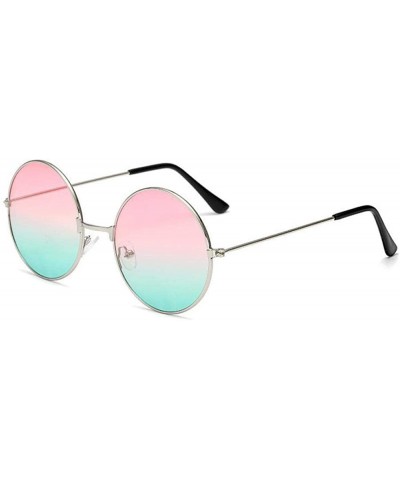 Aviator 2019 Metal Round Sunglasses Men Women Personality Black Big Red Sun Gpinkyellow - Gpinkgreen - C018YKUNCEE $11.86