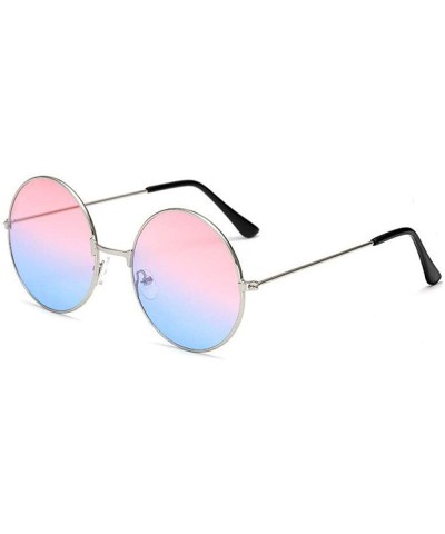 Aviator 2019 Metal Round Sunglasses Men Women Personality Black Big Red Sun Gpinkyellow - Gpinkgreen - C018YKUNCEE $11.86