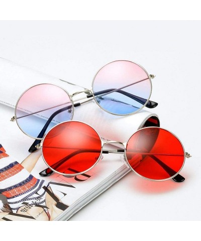 Aviator 2019 Metal Round Sunglasses Men Women Personality Black Big Red Sun Gpinkyellow - Gpinkgreen - C018YKUNCEE $11.86