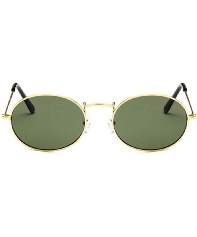 Oval Oval Sunglasses Vintage Round for Men and Women Metal Frame Tiny Sun - Gold & Dark Green - CM18R7W4EWN $7.52
