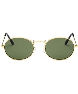 Oval Oval Sunglasses Vintage Round for Men and Women Metal Frame Tiny Sun - Gold & Dark Green - CM18R7W4EWN $7.52