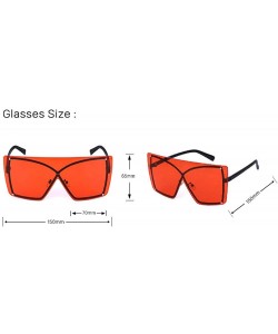 Oversized new fashion big frame frameless metal frame unisex brand fashion designer sunglasses - Red - C018WZYZ5MW $11.45