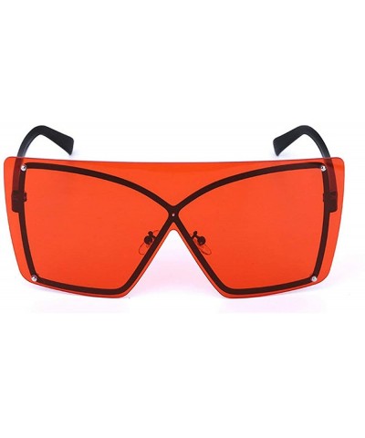 Oversized new fashion big frame frameless metal frame unisex brand fashion designer sunglasses - Red - C018WZYZ5MW $11.45