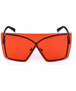 Oversized new fashion big frame frameless metal frame unisex brand fashion designer sunglasses - Red - C018WZYZ5MW $11.45