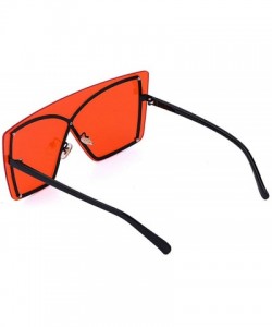 Oversized new fashion big frame frameless metal frame unisex brand fashion designer sunglasses - Red - C018WZYZ5MW $11.45