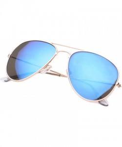 Aviator 'Bartonville' Double Bridge Aviator Fashion Sunglasses - Blue - CJ11PMFKKTV $12.42