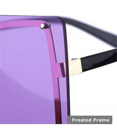 Oversized new fashion big frame frameless metal frame unisex brand fashion designer sunglasses - Red - C018WZYZ5MW $11.45