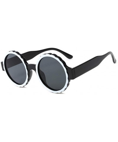 Square Women's Fashion Round Frame Mask Sunglasses Integrated Gas Glasses - Black - C218QEHH9GA $6.70