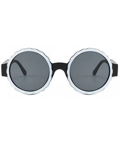 Square Women's Fashion Round Frame Mask Sunglasses Integrated Gas Glasses - Black - C218QEHH9GA $13.57