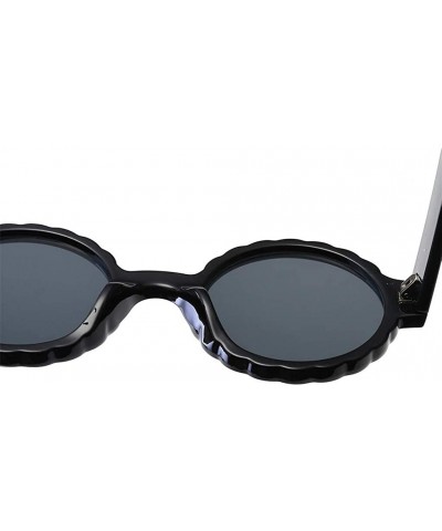 Square Women's Fashion Round Frame Mask Sunglasses Integrated Gas Glasses - Black - C218QEHH9GA $12.40