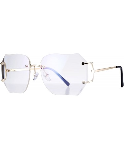 Rimless Fashion Oversized Rimless Sunglasses Women Clear Lens Glasses Available - Baby Clear - CY12MFDEOJJ $35.61