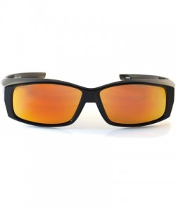 Rectangular Unisex Mirrored Polarized OTG Fit Over Rectangular Sunglasses P020 - Orange Yellow Rv - CE18HCS5W9Z $18.21