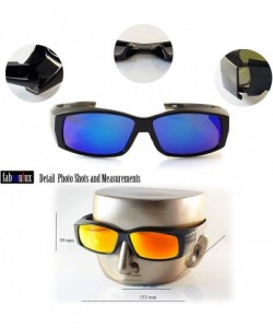 Rectangular Unisex Mirrored Polarized OTG Fit Over Rectangular Sunglasses P020 - Orange Yellow Rv - CE18HCS5W9Z $18.21
