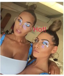 Rimless Fashion Oversized Rimless Sunglasses Women Clear Lens Glasses Available - Baby Clear - CY12MFDEOJJ $18.01
