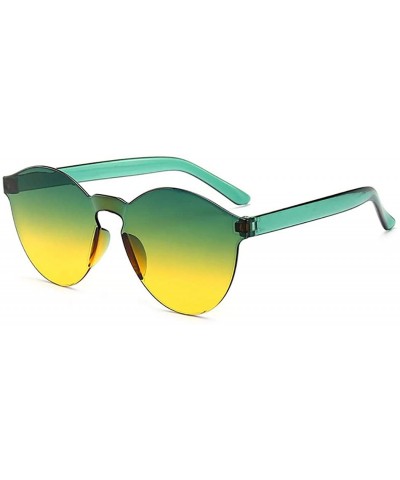 Round Unisex Fashion Candy Colors Round Outdoor Sunglasses - Green Yellow - CO199L92LK2 $31.26