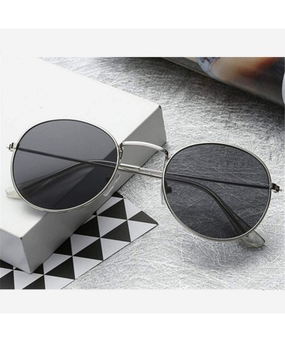 Aviator Women Sunglasses Coating Reflective Mirror Round Glasses Black Gray As Picture - Silver Blue - C618YKTOC5L $11.82