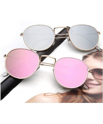 Aviator Women Sunglasses Coating Reflective Mirror Round Glasses Black Gray As Picture - Silver Blue - C618YKTOC5L $11.82