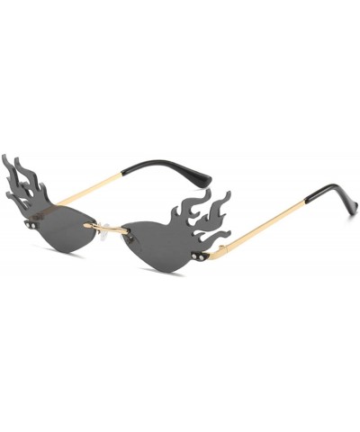 Rimless Unisex Flame Shape Small Eyewear Rimless Sunglasses - Gray - CC196Z6NRHG $19.59
