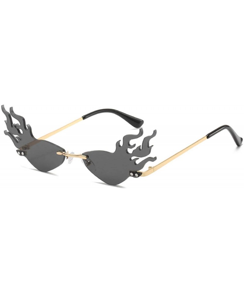 Rimless Unisex Flame Shape Small Eyewear Rimless Sunglasses - Gray - CC196Z6NRHG $11.16